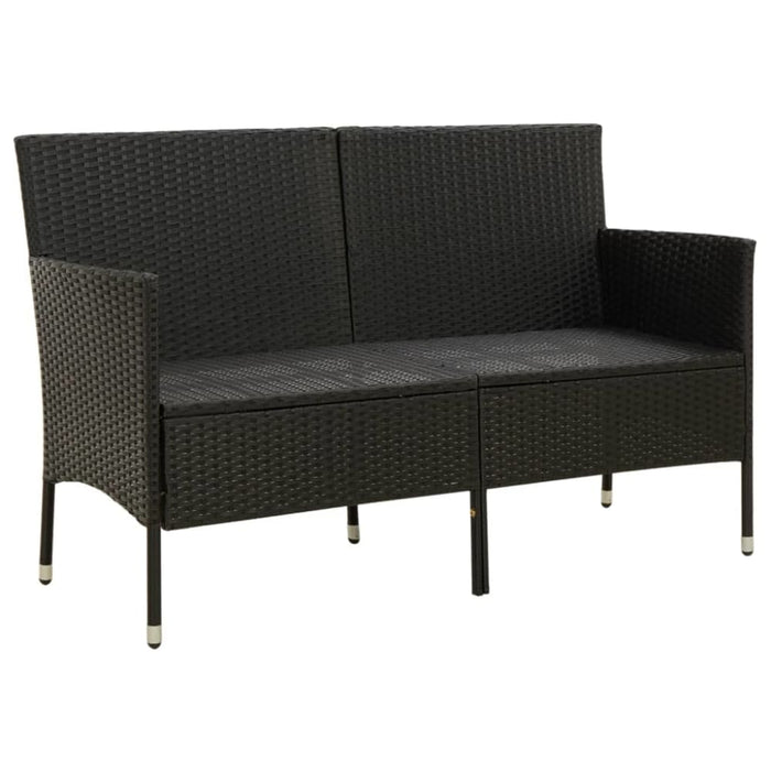 3-seater Garden Sofa with Cushion Black Poly Rattan Tonakx
