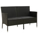 3-seater Garden Sofa with Cushion Black Poly Rattan Tonakx
