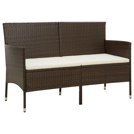 3-seater Garden Sofa with Cushion Brown Poly Rattan Tonako
