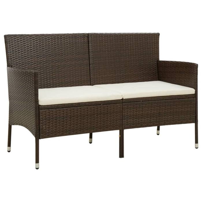 3-seater Garden Sofa with Cushion Brown Poly Rattan Tonako