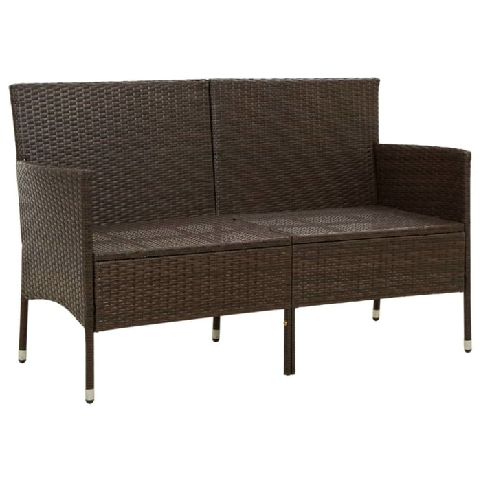 3-seater Garden Sofa with Cushion Brown Poly Rattan Tonako