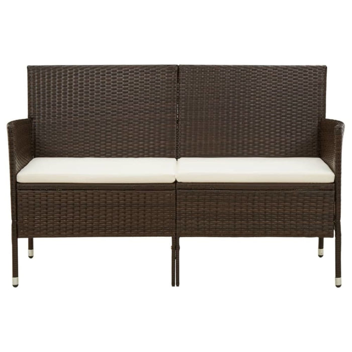 3-seater Garden Sofa with Cushion Brown Poly Rattan Tonako