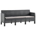 3-seater Garden Sofa with Cushions Anthracite Pp Rattan