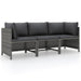 3-seater Garden Sofa with Cushions Grey Poly Rattan Totakk