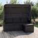 3-seater Garden Sofa with Roof and Footstool Black Poly