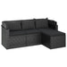 3-seater Garden Sofa with Roof and Footstool Black Poly