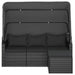 3-seater Garden Sofa with Roof and Footstool Black Poly