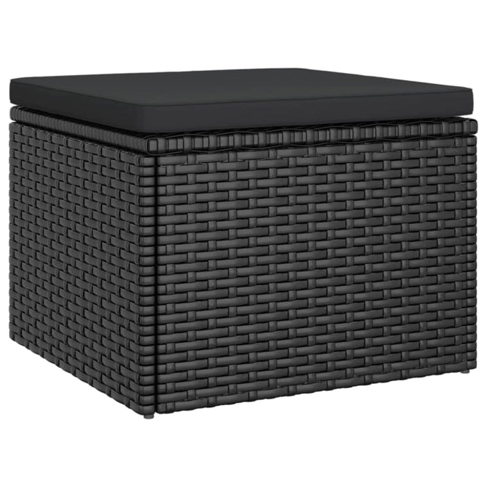 3-seater Garden Sofa with Roof and Footstool Black Poly