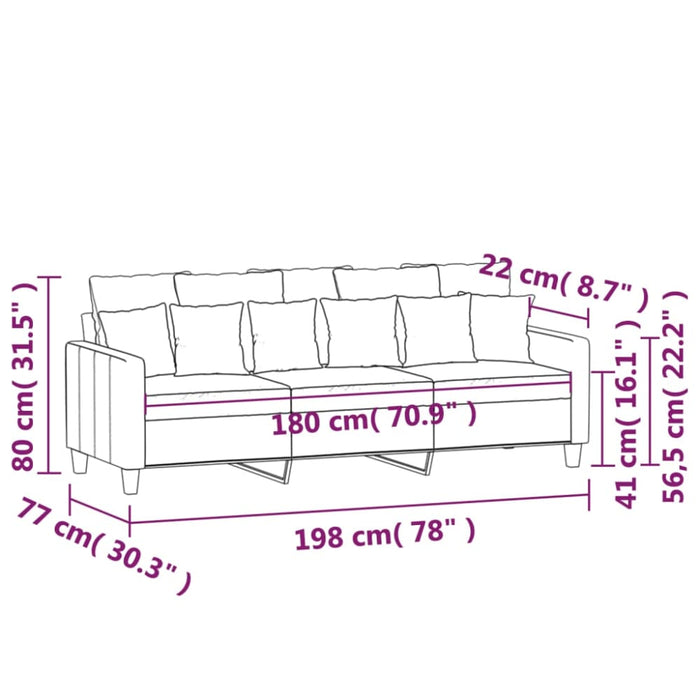 3-seater Sofa Black 180 Cm Fabric Tpkxik