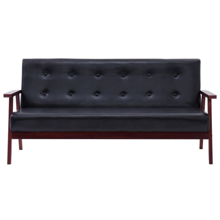 3-seater Sofa Black Faux Leather Xanlat