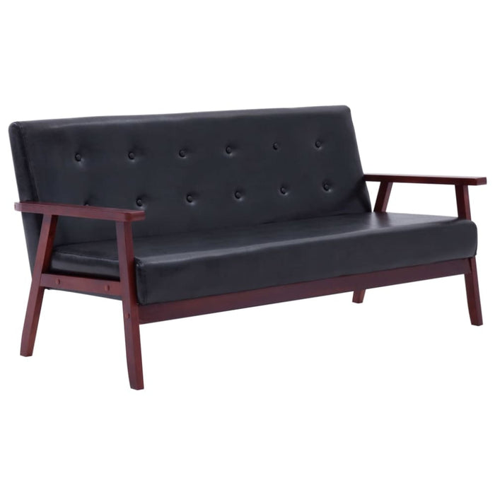 3-seater Sofa Black Faux Leather Xanlat