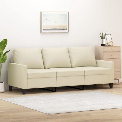 3-seater Sofa Cream 180 Cm Faux Leather Tpkoat
