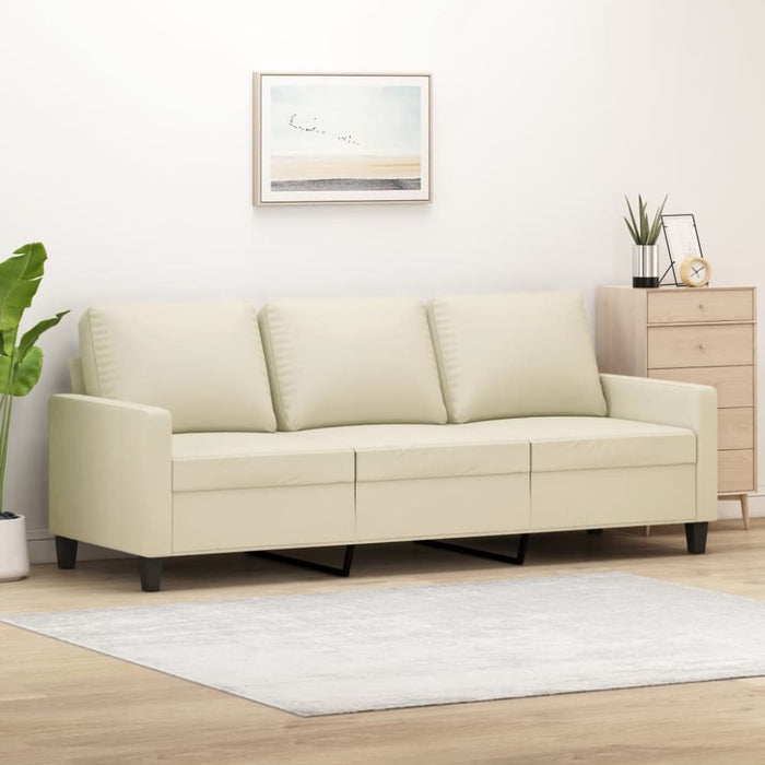 3-seater Sofa Cream 180 Cm Faux Leather Tpkoat
