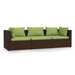 3-seater Sofa with Cushions Brown Poly Rattan Toippp