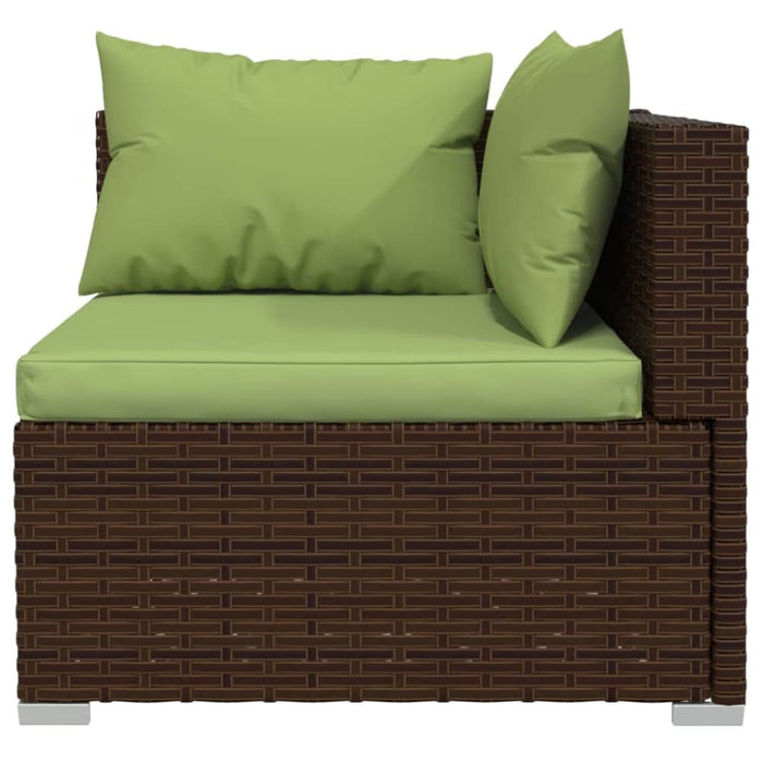 3-seater Sofa with Cushions Brown Poly Rattan Toippp