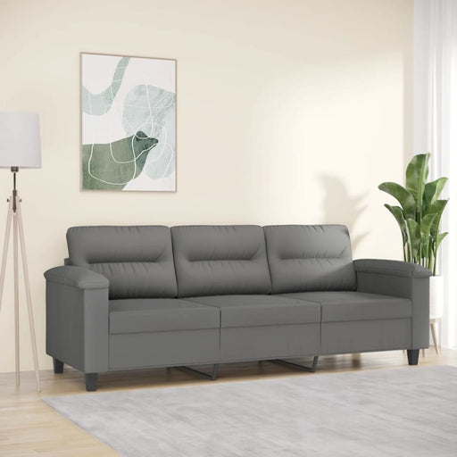 3-seater Sofa Dark Grey 180 Cm Microfibre Fabric Tpkplk