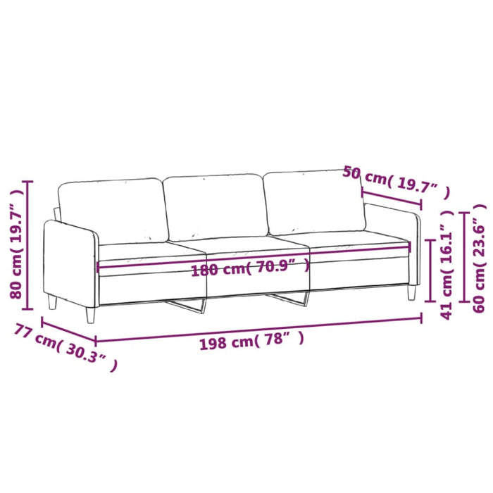 3-seater Sofa Dark Grey Velvet 180 Cm Tpkapt