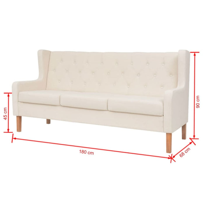 3-seater Sofa Fabric Cream White Xapapo