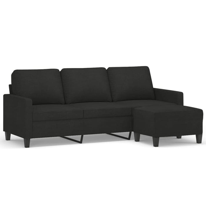 3-seater Sofa with Footstool Black 180 Cm Fabric Txbobao