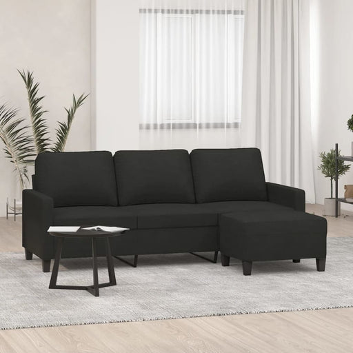 3-seater Sofa with Footstool Black 180 Cm Fabric Txbobao