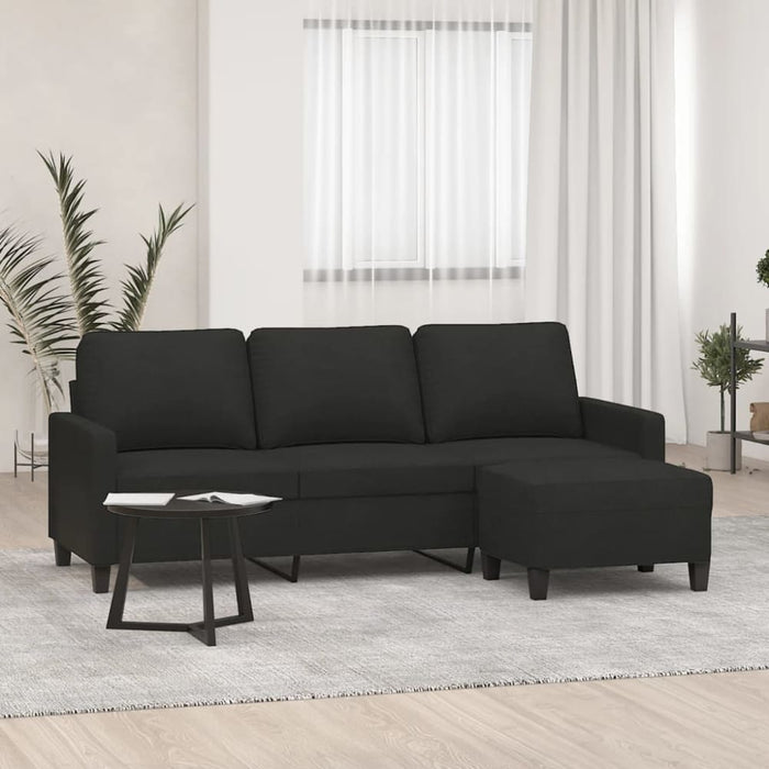 3-seater Sofa with Footstool Black 180 Cm Fabric Txbobao