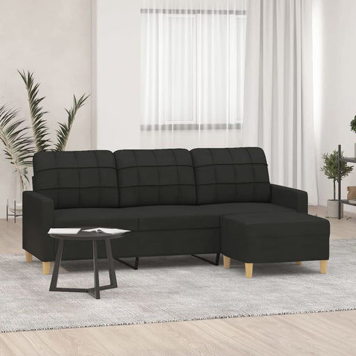 3-seater Sofa With Footstool Black 180 Cm Fabric Txbobbp