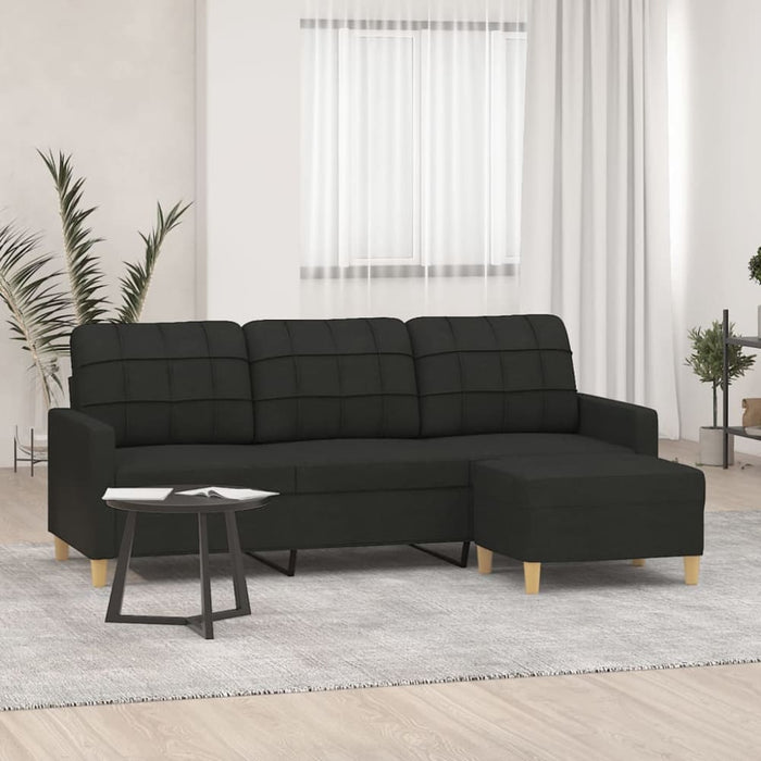 3-seater Sofa With Footstool Black 180 Cm Fabric Txbobbp