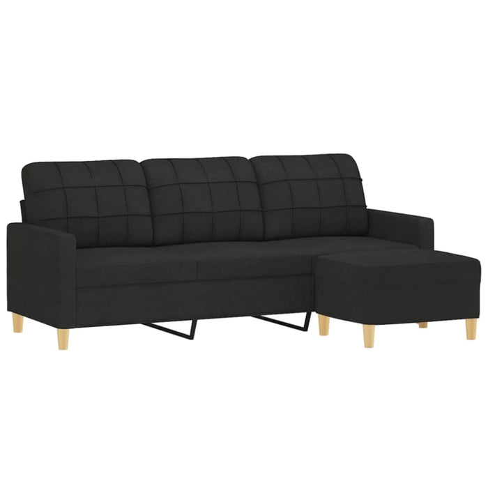 3-seater Sofa With Footstool Black 180 Cm Fabric Txbobbp