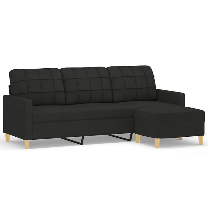 3-seater Sofa With Footstool Black 180 Cm Fabric Txbobbp