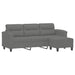 3-seater Sofa With Footstool Dark Grey 180 Cm Microfibre