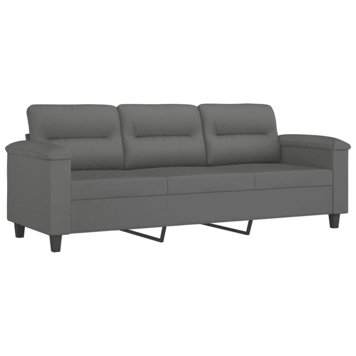 3-seater Sofa With Footstool Dark Grey 180 Cm Microfibre