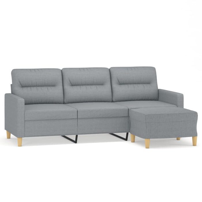 3-seater Sofa With Footstool Light Grey 180 Cm Fabric