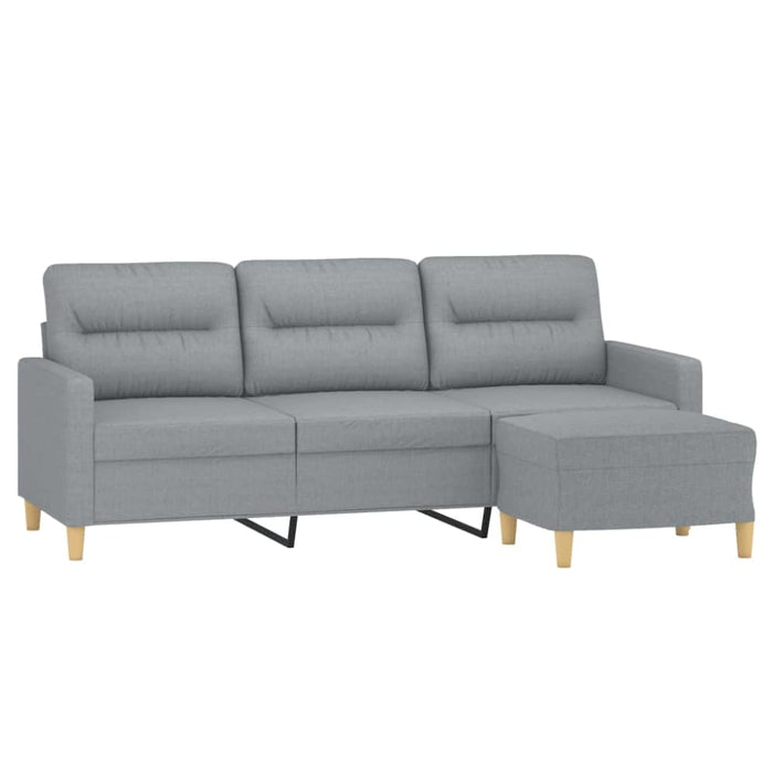 3-seater Sofa With Footstool Light Grey 180 Cm Fabric