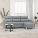 3-seater Sofa With Footstool Light Grey 180 Cm Fabric