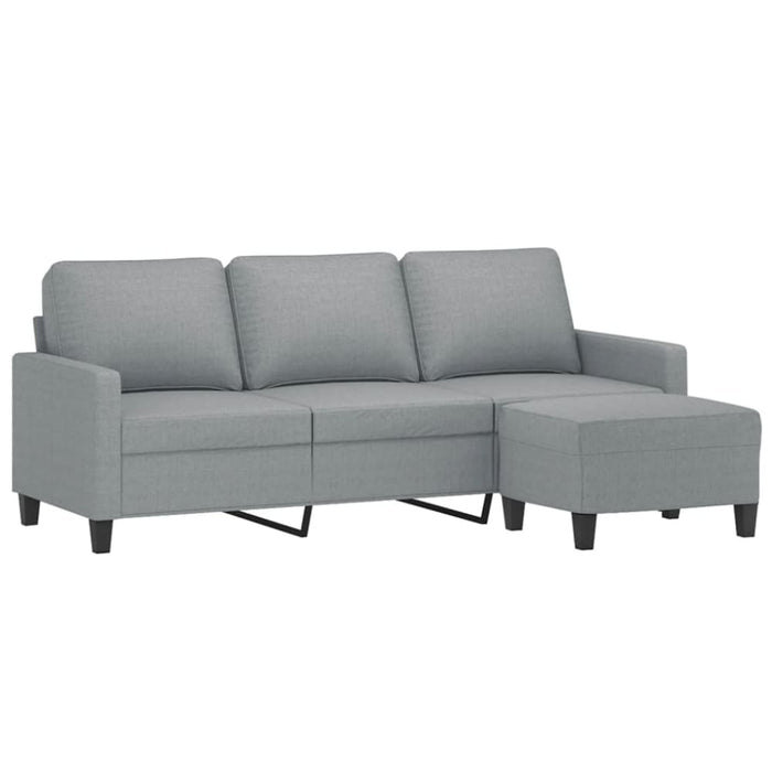 3 - seater Sofa With Footstool Light Grey 180 Cm Fabric