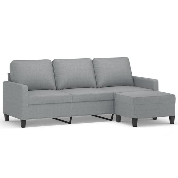 3 - seater Sofa With Footstool Light Grey 180 Cm Fabric