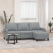 3 - seater Sofa With Footstool Light Grey 180 Cm Fabric