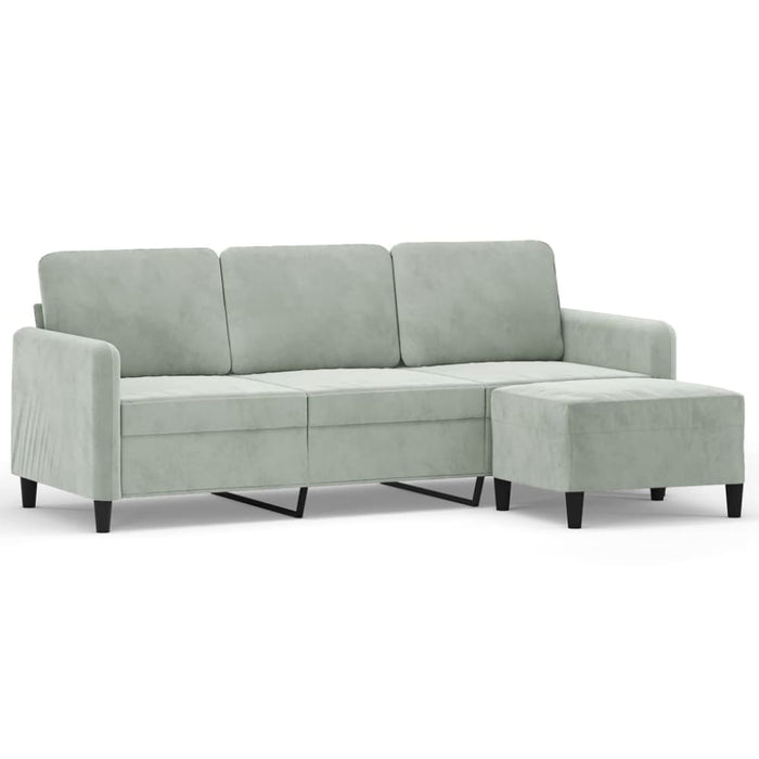 3 - seater Sofa With Footstool Light Grey 180 Cm Velvet