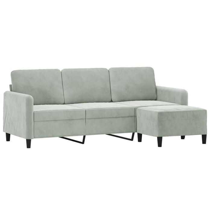 3 - seater Sofa With Footstool Light Grey 180 Cm Velvet