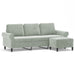 3-seater Sofa With Footstool Light Grey 180 Cm Velvet