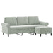 3-seater Sofa With Footstool Light Grey 180 Cm Velvet