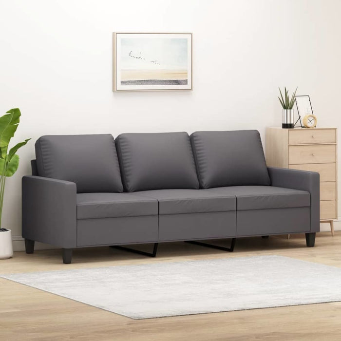 3-seater Sofa Grey 180 Cm Faux Leather Tpkoaa