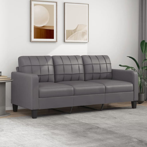 3-seater Sofa Grey 180 Cm Faux Leather Tpkoxa