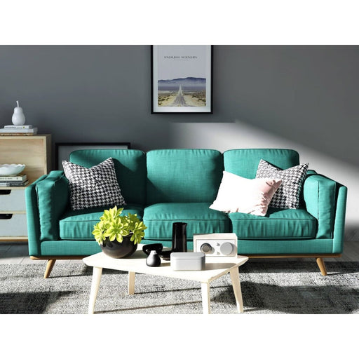 3 Seater Sofa Teal Fabric Lounge Set For Living Room Couch