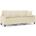 3-seater Sofa with Throw Pillows Cream 180 Cm Faux Leather