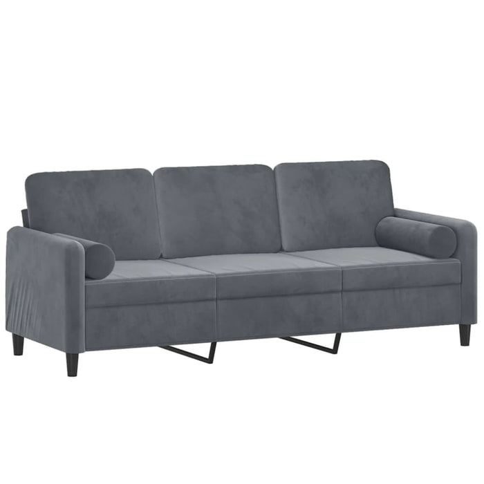 3-seater Sofa with Throw Pillows Dark Grey 180 Cm Velvet