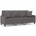 3-seater Sofa with Throw Pillows Grey 180 Cm Faux Leather