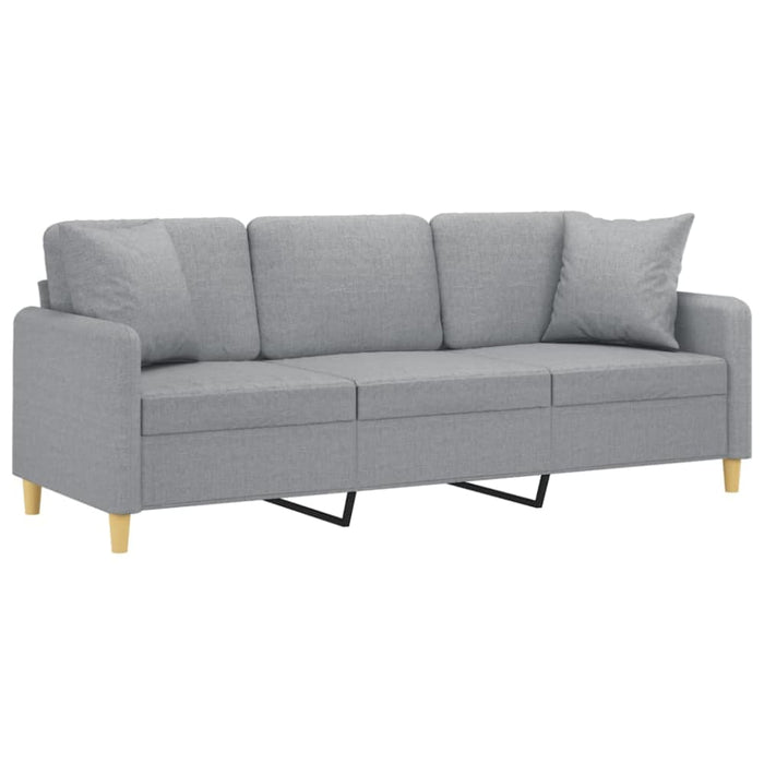 3-seater Sofa with Throw Pillows Light Grey 180 Cm Fabric