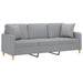 3-seater Sofa with Throw Pillows Light Grey 180 Cm Fabric