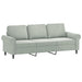 3-seater Sofa With Throw Pillows Light Grey 180 Cm Velvet